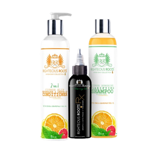 Ultimate Hair Care Trio - Righteous Roots Clarifying Shampoo, Citrus Slip Conditioner, and Rx Hair Oil