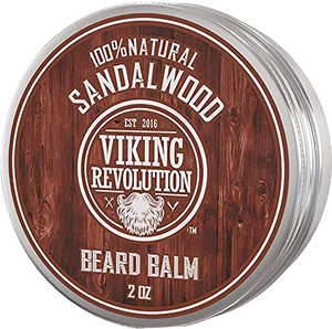 Viking Revolution Beard Balm with Sandalwood Scent and Argan & Jojoba Oils - Styles, Strengthens & Softens Beards & Mustaches - Leave in Conditioner - 2OZ