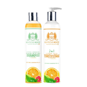 Essential Hair Care Duo - Righteous Roots Clarifying Shampoo and Citrus Slip Conditioner - 8OZ